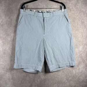Vintage Polo Ralph Lauren Shorts Mens 34 Blue Seersucker Striped Cinch Preppy